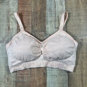 Kindred Bravely Nursing Bra Medium Busty Hands Free Pumping Beige Peach